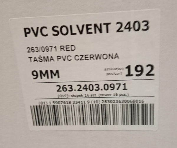 Taśma pakowa PVC Solvent szer. 9 mm dł. 66 m 16 szt.