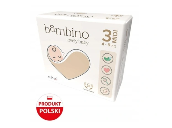 Pampersy Bambino Lovely Baby 3MIDI (4-9kg) 28 szt.