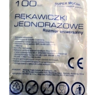 Rękawiczki jednorazowe polietylenowe HDPE 100 szt