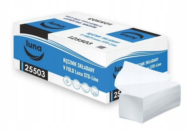 Ręczniki składane białe V-FOLD Luna STD-Line 3000 listków 2 warstwy